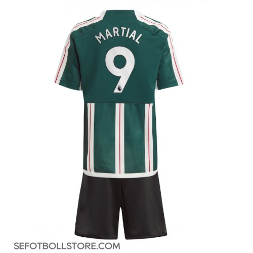 Manchester United Anthony Martial #9 Replika babykläder Bortaställ Barn 2023-24 Kortärmad (+ korta byxor)